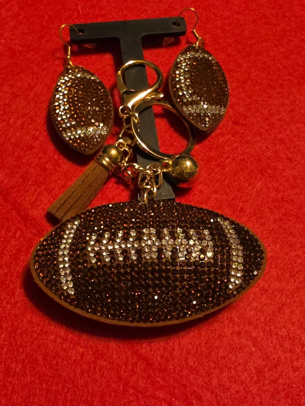 Crystal Football Bagcharm & Earring Set
